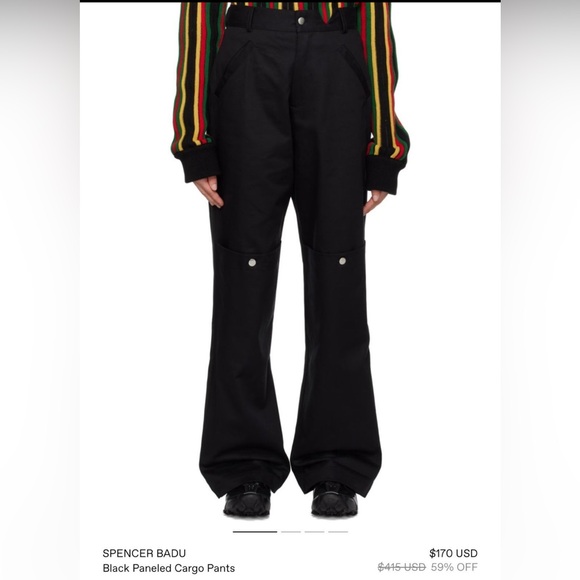 spencer badu Pants - Spencer Badu Black Paneled Cargo Pants